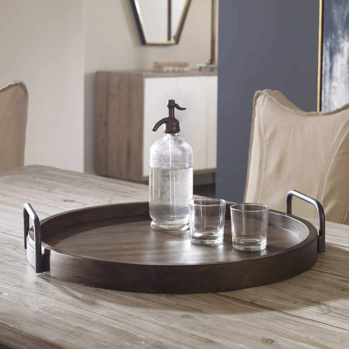 Round Acacia Wood Tray