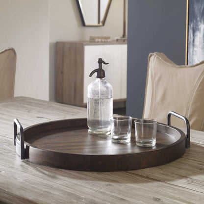 Round Acacia Wood Tray