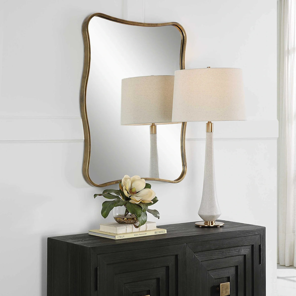 Curvy Black Vanity Mirror