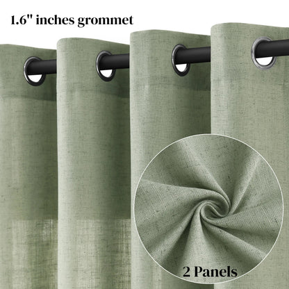 Jowels Semi-Sheer Linen Grommet Curtains - 2-Pack Drapes for Light Filtering Privacy in Any Room