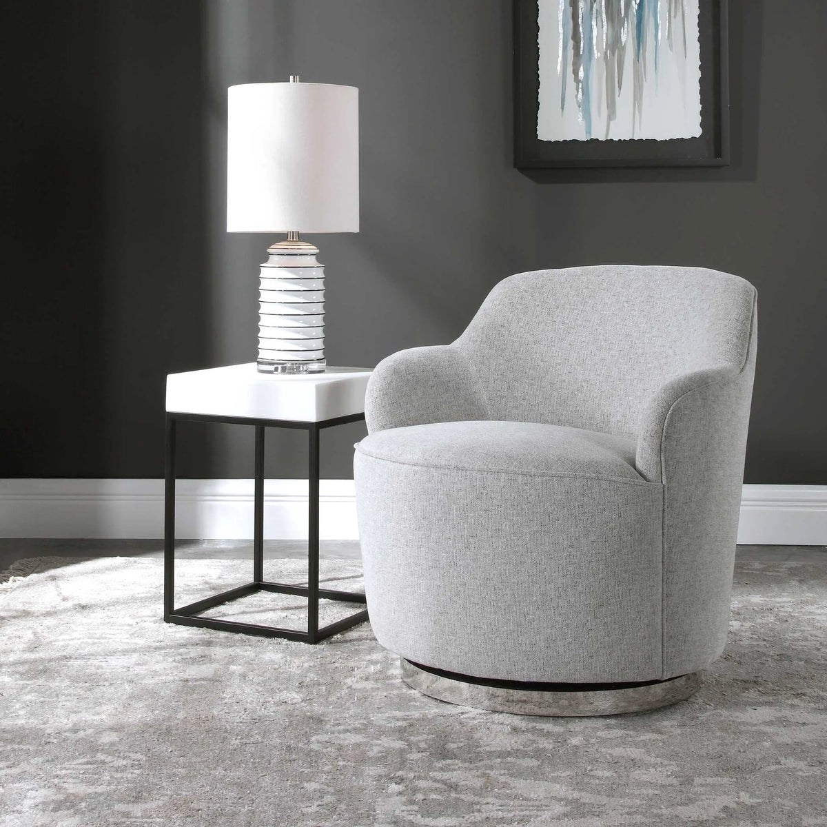 Woven Linen Swivel Chair