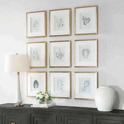 Script Framed Botanical Prints Set/9