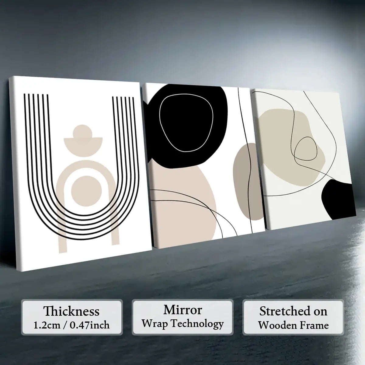 Elevate Your Space with Our 3-Piece Wooden-Frame Canvas Print Set – Stunning Geometric Pattern for Modern Home Decor!
