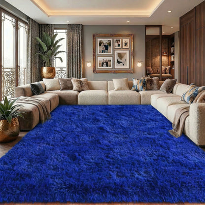Black Soft Fluffy Shag Area Rug