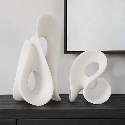 Minimalist White Sculptures, Set of 2