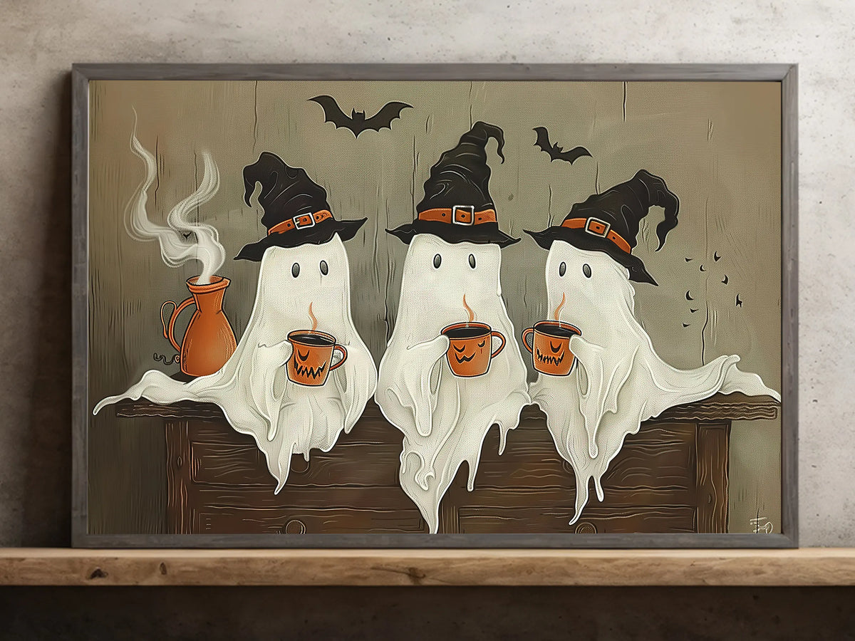 Famcocraft Vintage Three Witchy Ghosts Halloween Canvas Print