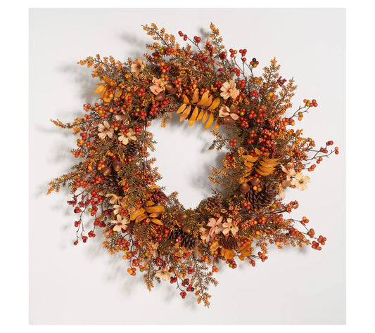 Safavieh Faux 32" Eucalyptus & Lotus Wreath Wit H Pine Cones