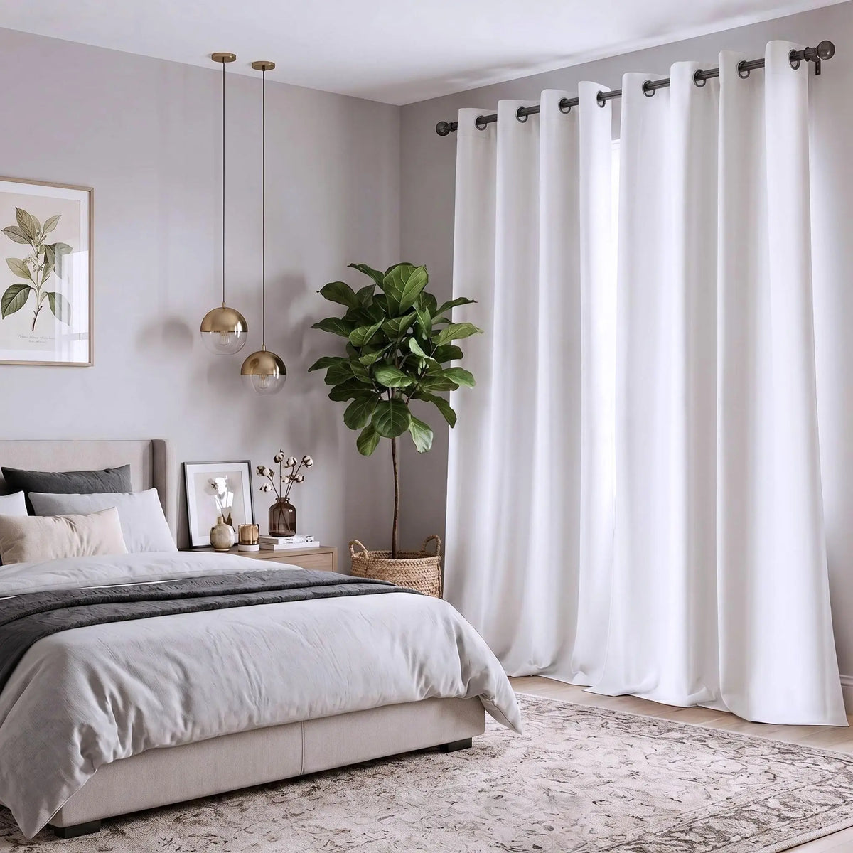 2-Panel Grommet Blackout Curtains - 52"x84" Thermal Insulated Drapes for Light Control and Noise Reduction