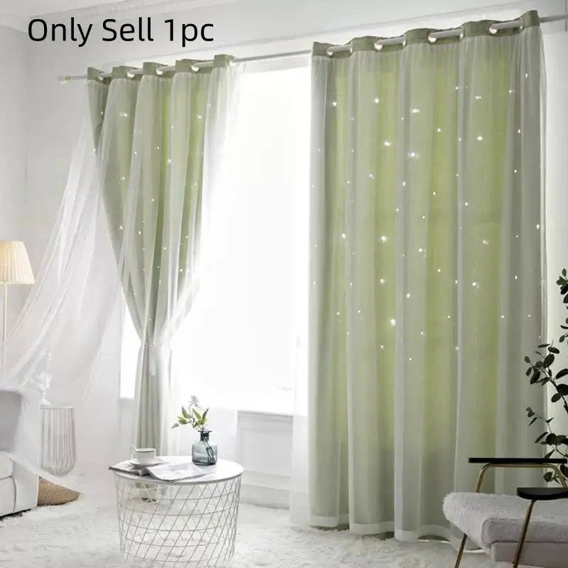 Solid Colour Double Layer Curtains | Light Filtering, Thermal Insulated | Wide Size Range 39" to 118"