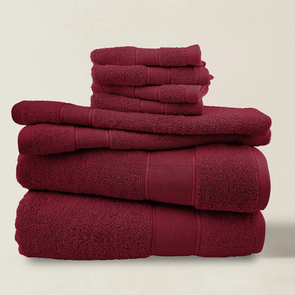 8-Piece Cotton Bath Towel Set | Anti-Bacterial Treatment | Five Colours