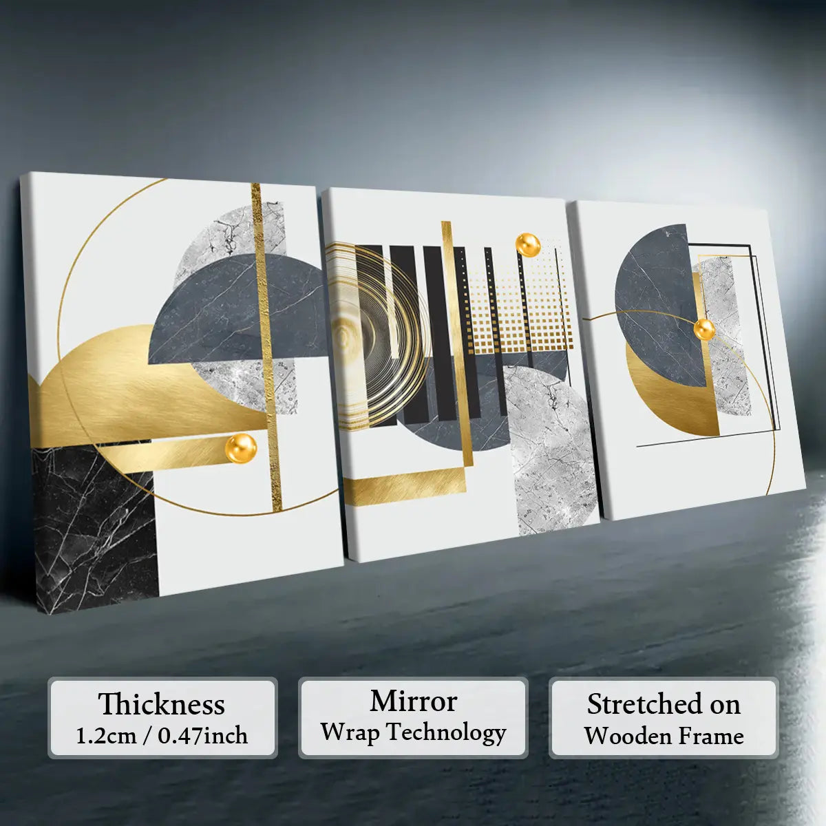 Elevate Your Space with Our 3-Piece Wooden-Frame Canvas Print Set – Stunning Geometric Pattern for Modern Home Decor!