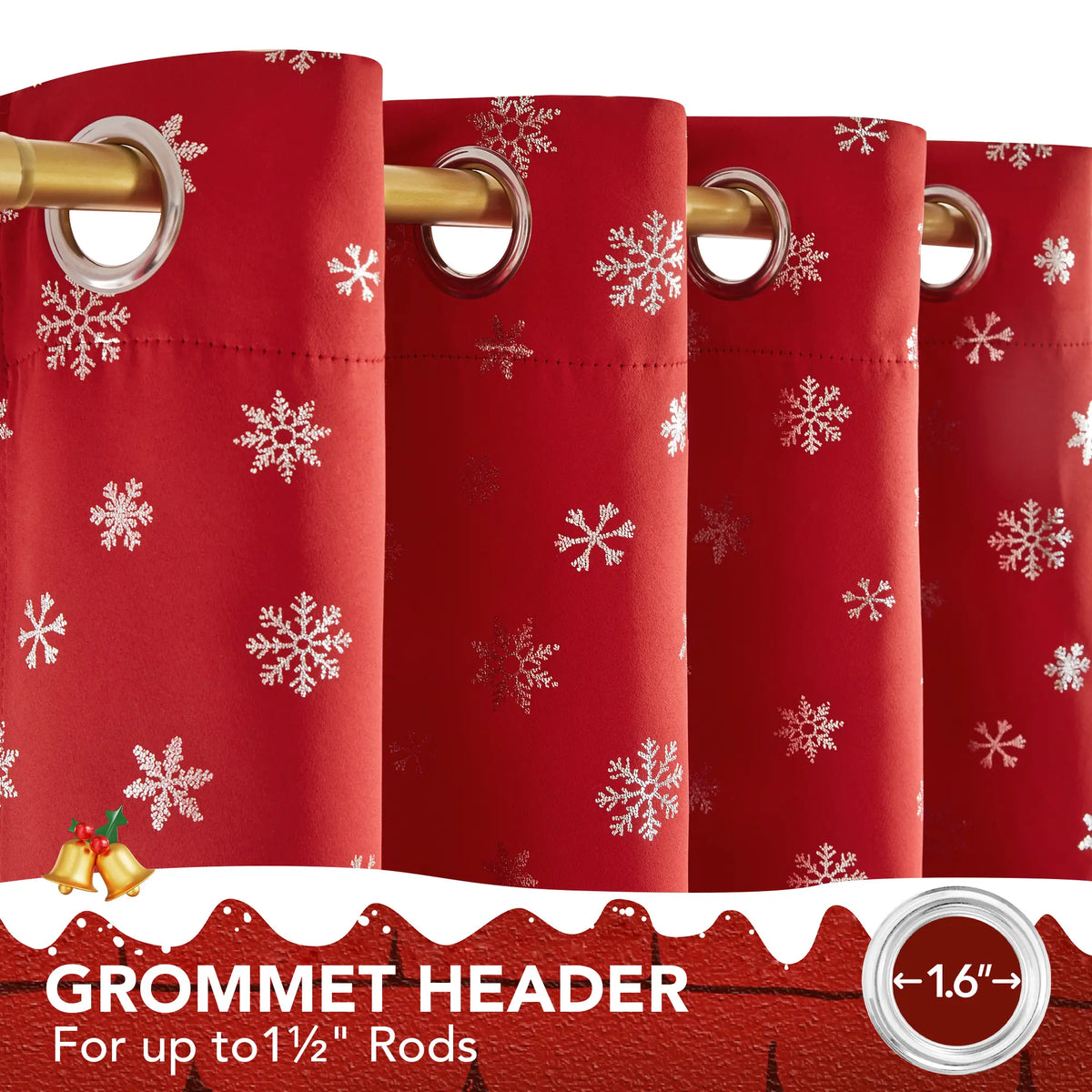 Deconovo's Red Snowflake Blackout Curtain Set – 2 Thermal Insulated Drapes for a Holiday Ambiance in Bedroom & Living Room