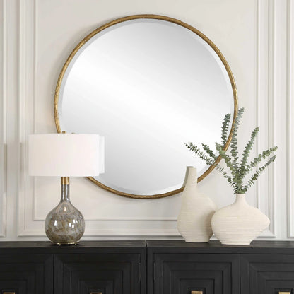 Aged Gold Round Mirror