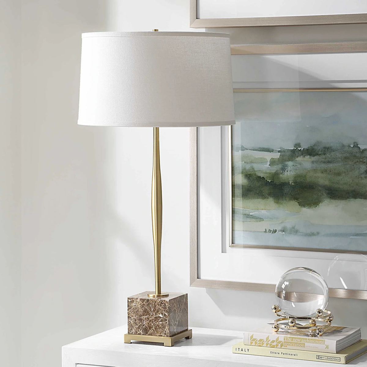 Thin Brass Table Lamp