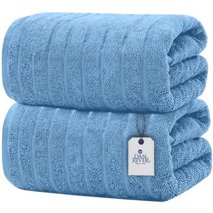 Indulge in Luxury: DAN RIVER Unisex 2-Pack Jumbo Organic Cotton Bath Sheets - 35×70 in Thick, Fast-Drying, Spa-Quality Towels