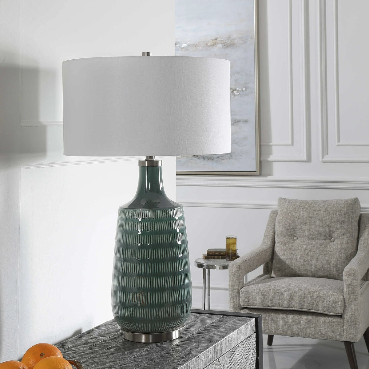 Mottled Gray Ceramic Table Lamp