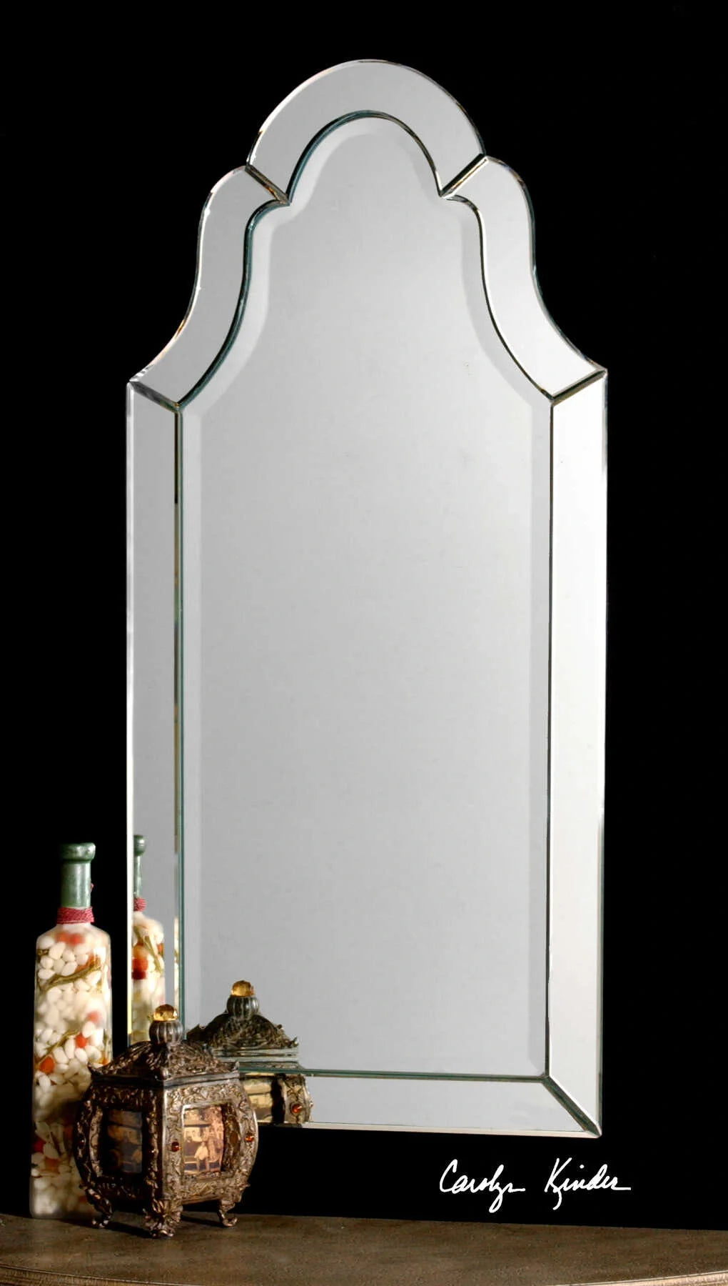 Frameless Arched Beveled Mirror