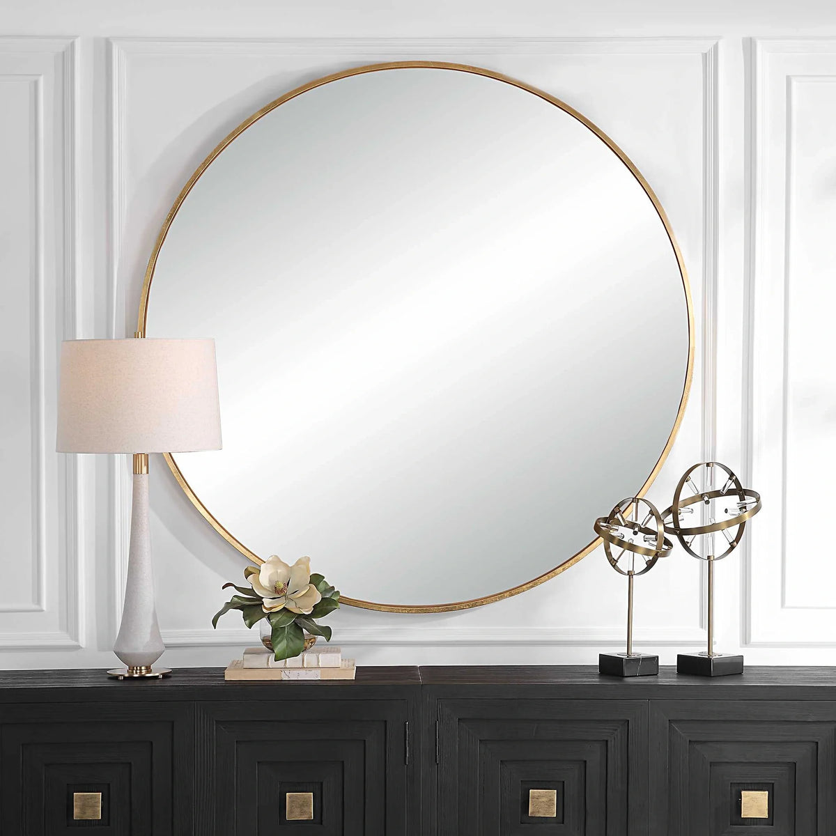 Large Gold Round Mirror