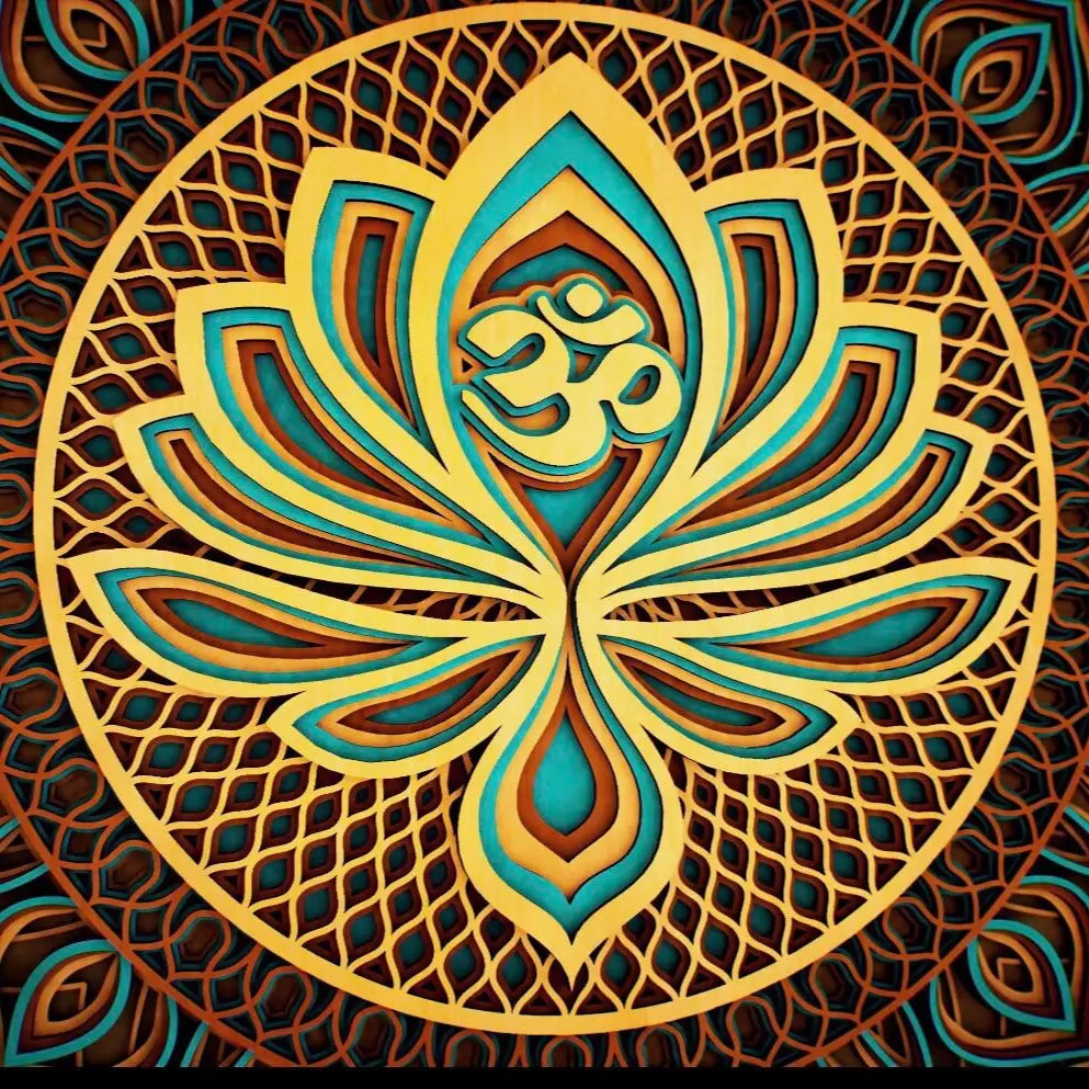 Large Lotus Flower Mandala Wood Wall Art - 22x22 inches, 9 Layers of Serenity