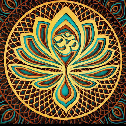 Large Lotus Flower Mandala Wood Wall Art - 22x22 inches, 9 Layers of Serenity