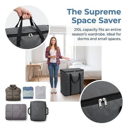Zippered Fabric Organizer Bag - Spacious & Reliable Storage Solution for Bedding, Linens, and Apparel