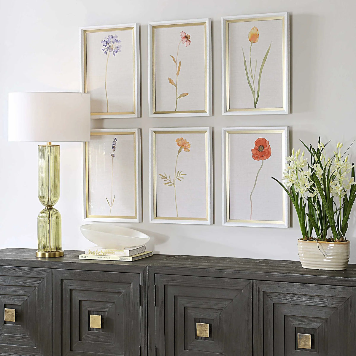 Framed Floral Prints Set/6