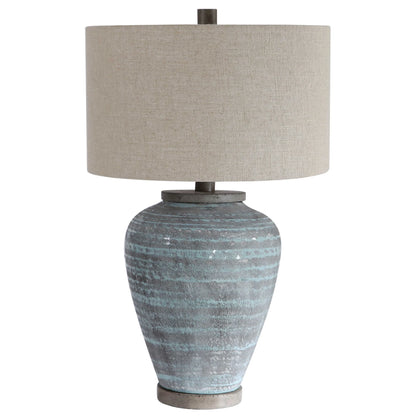 Light Aqua Crackle Table Lamp