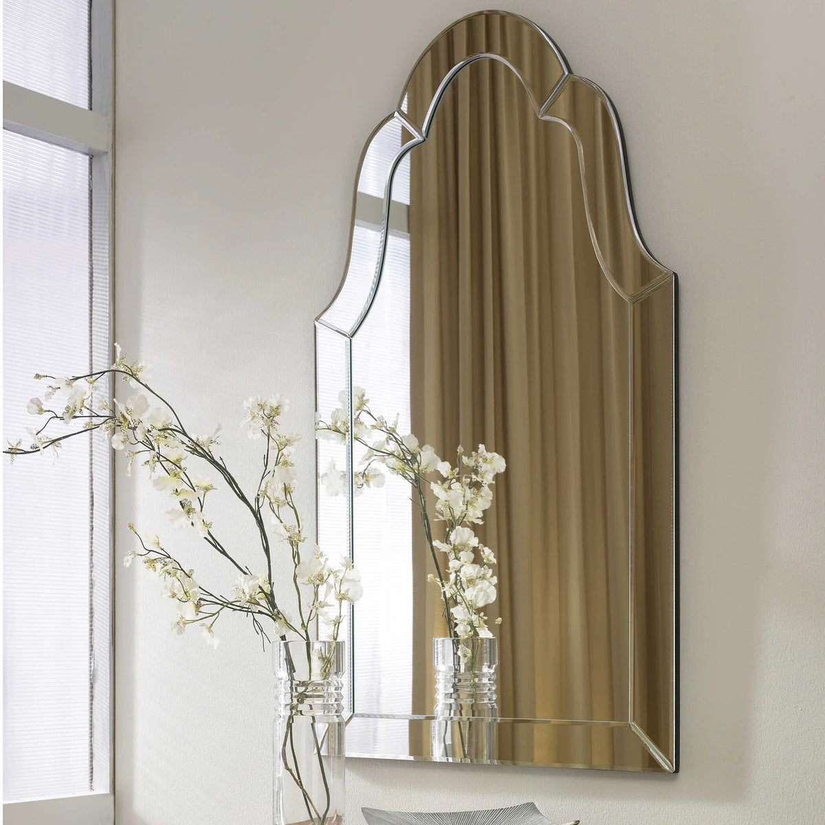 Frameless Arched Beveled Mirror