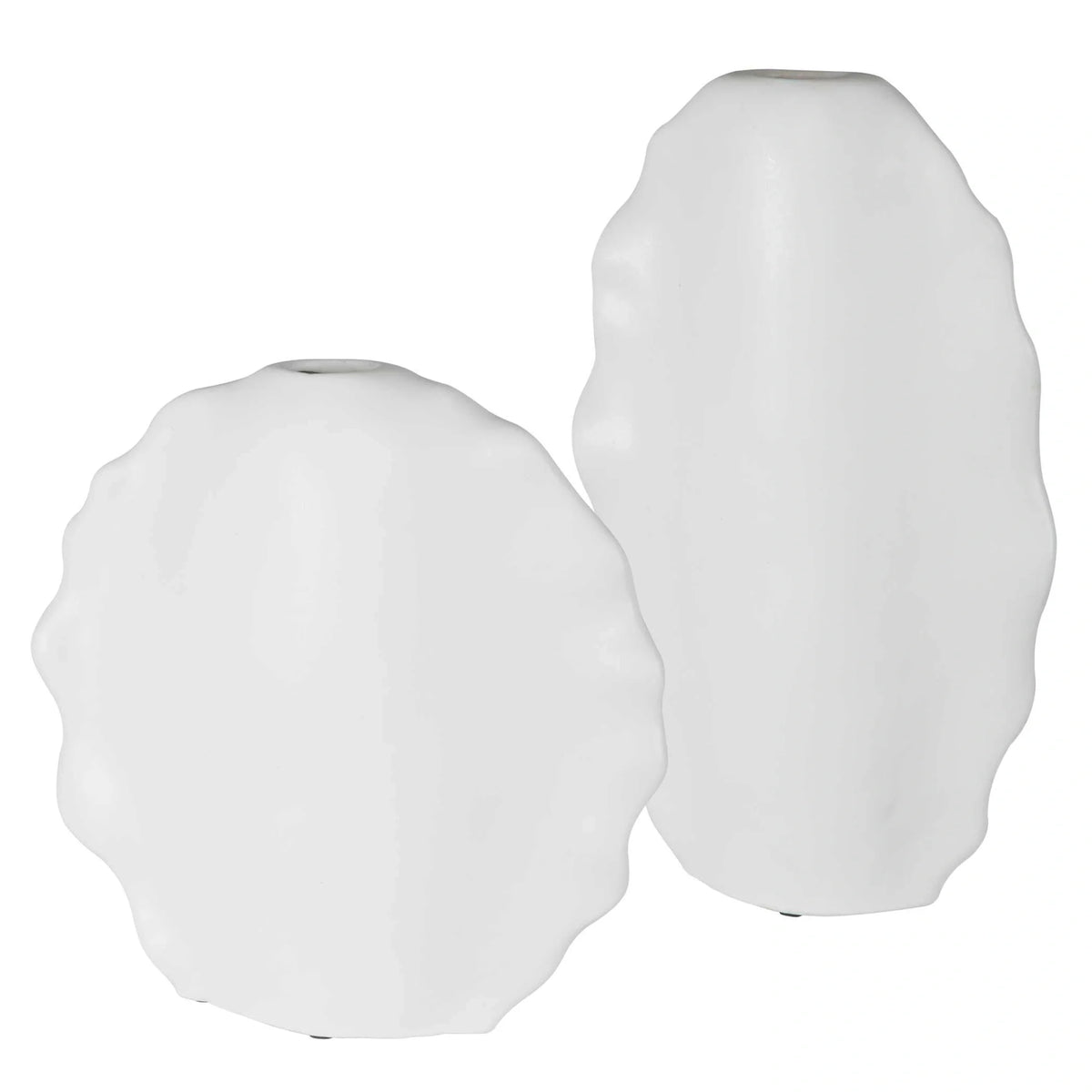 Modern White Ceramic Vases, Set of 2