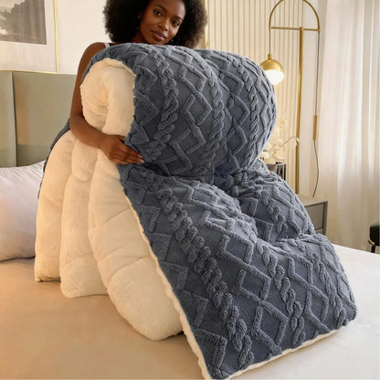 Flannel Fleece Ribbed Comforter Set | OEKO-TEX Certified, Double-Sided Texture | Six Colours, Twin to King