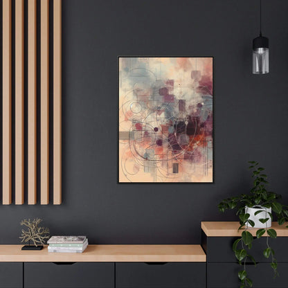 Abstract Framed Canvas Wall Art | 100% Cotton Canvas on Poplar Wood Frame, Walnut or Black | Five Vertical Sizes