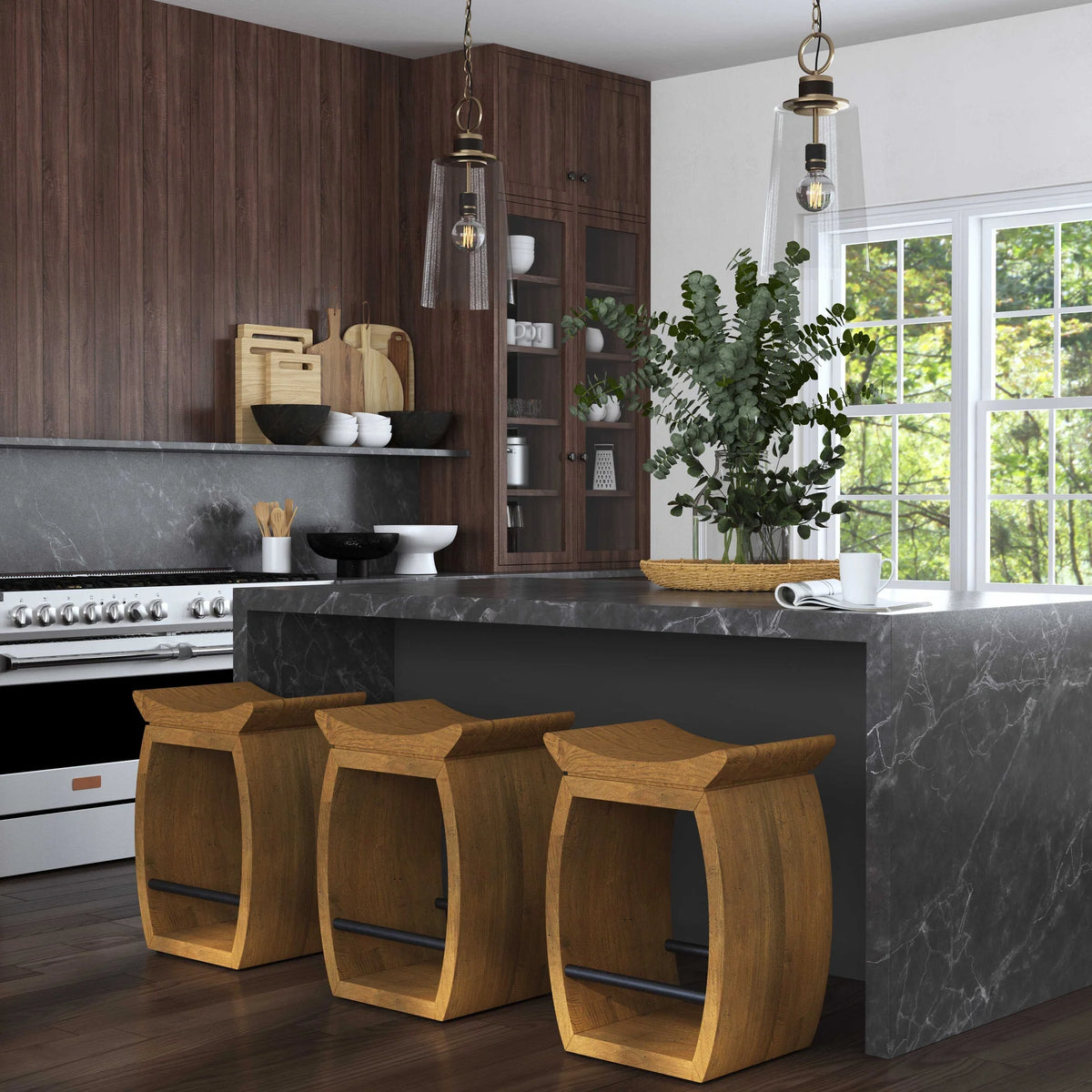 Modern Wood Counter Stool