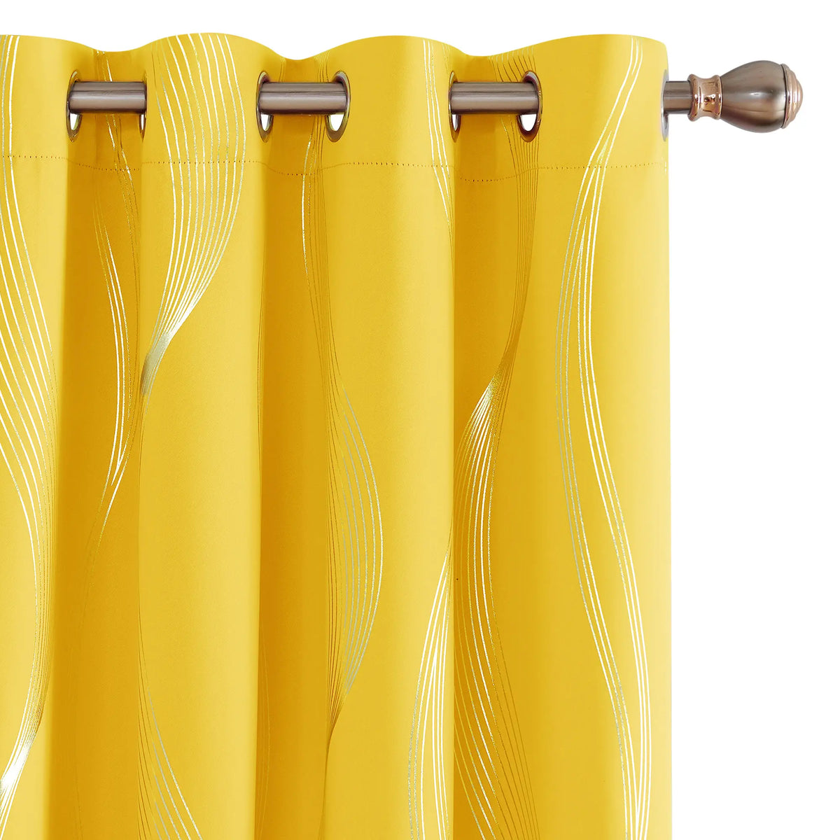 Silver Wave Print Blackout Curtains | Thermal Insulated, Grommet or Rod Pocket | Wide Size Range, Set of 2