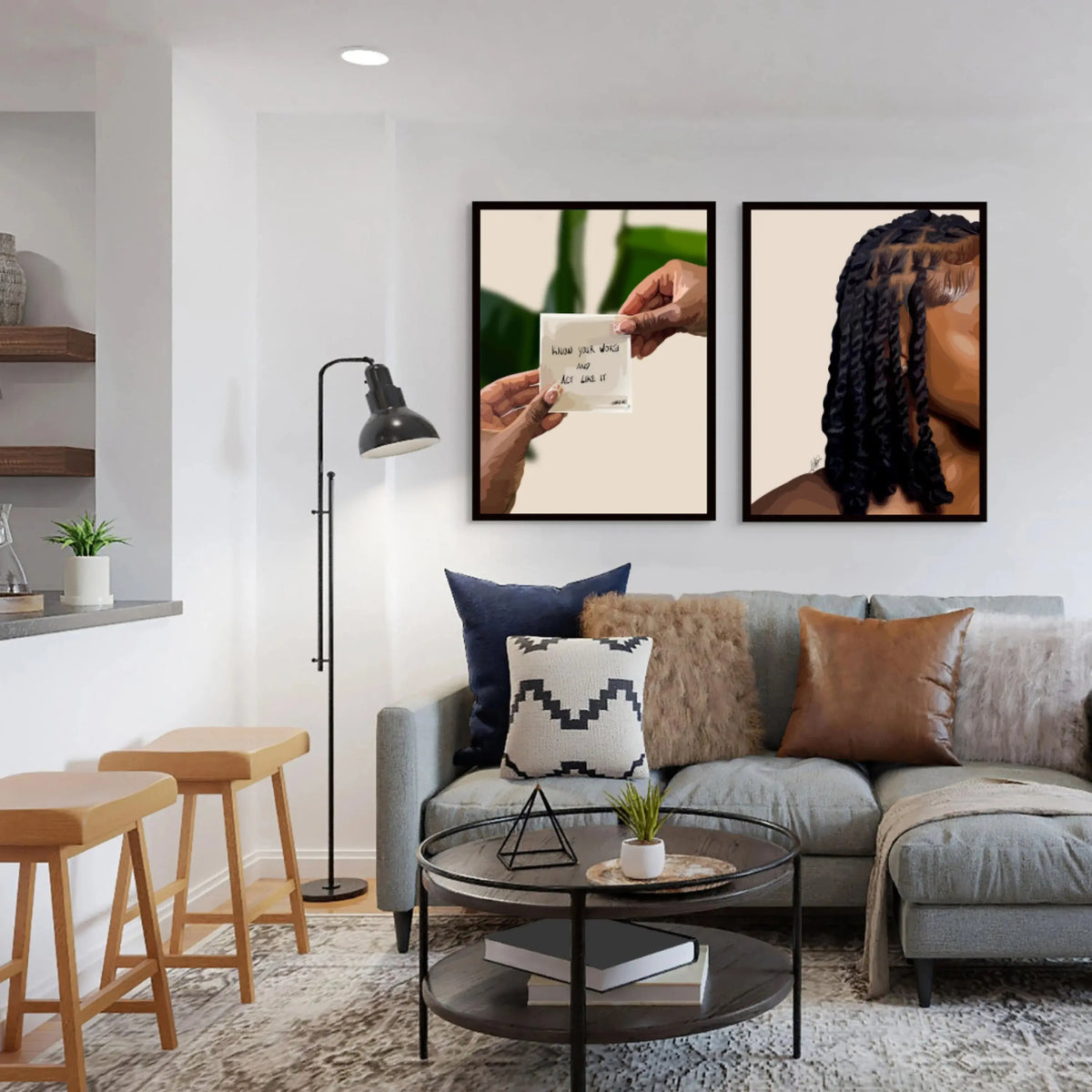 Invisible Locs Black Wall Art Print
