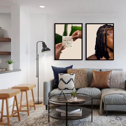 Invisible Locs Black Wall Art Print