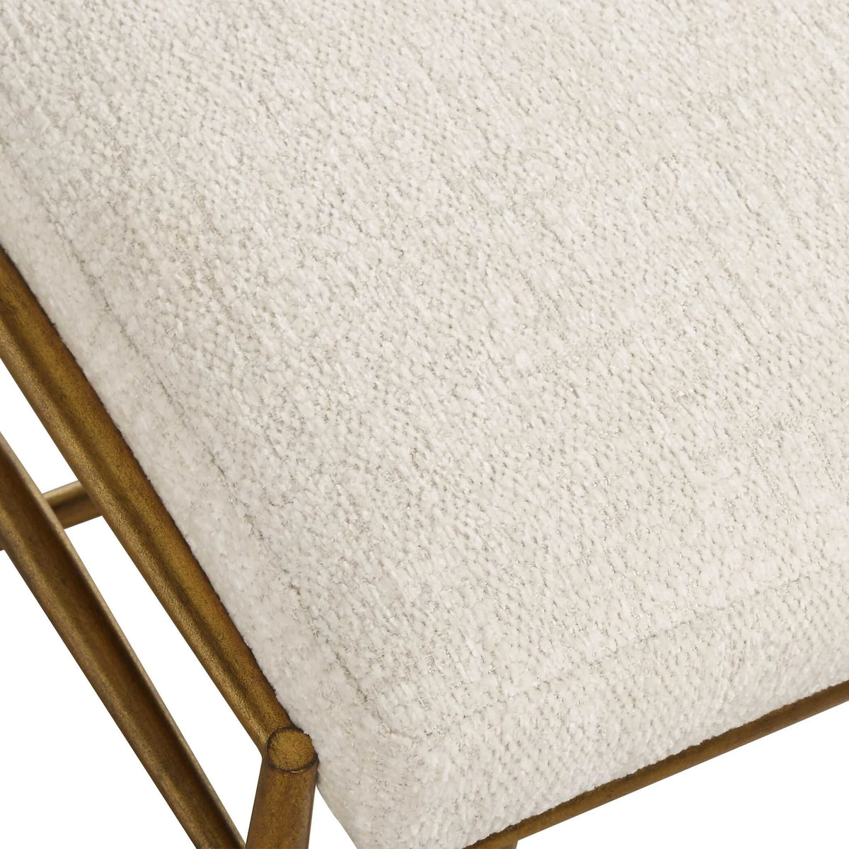 Plush White Small Brass Bench