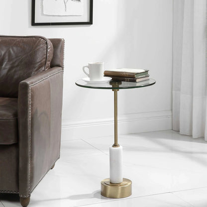 Round Brass & Marble Accent Table