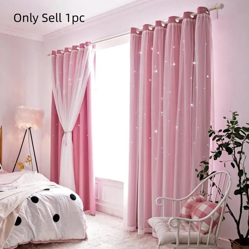 Solid Colour Double Layer Curtains | Light Filtering, Thermal Insulated | Wide Size Range 39" to 118"