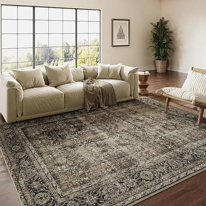 Elevate Your Space with the Purecozy Pet Friendly 9x12 Vintage Area Rug – Perfect for Living Rooms, Kitchens, and More!