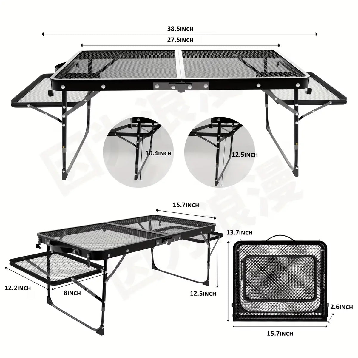 Miaoli Folding Mesh Table | Height-Adjustable, Single or Dual-Wing | Two Sizes