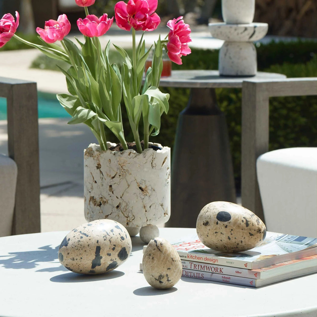 Stone Egg Sculptures, Set of 3