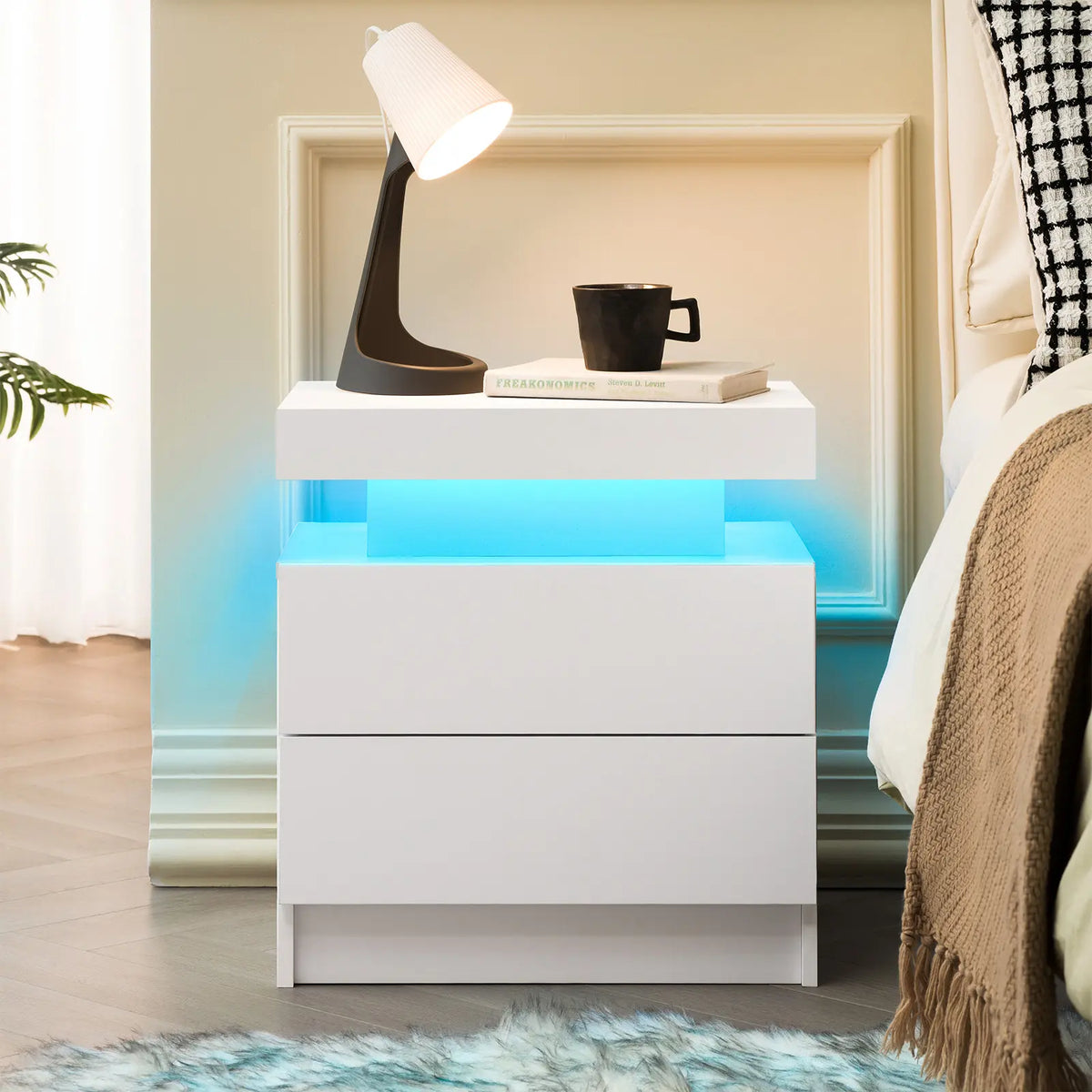 LED Nightstand with 2 Drawers
