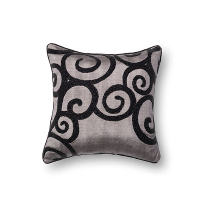Loloi P0010 Grey / Black 18" x 18" Pillow