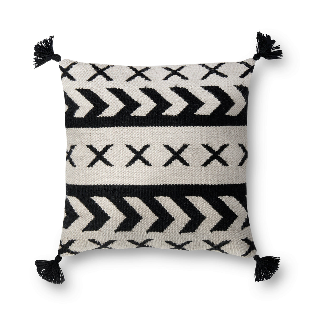 Loloi P0502 Black / Ivory 18" x 18" Pillow