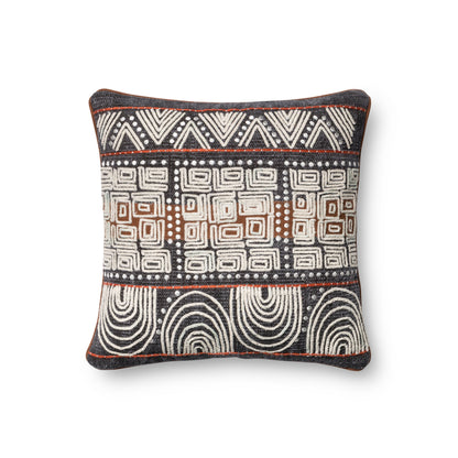 Loloi P0379 Blue / Rust 18" x 18" Pillow