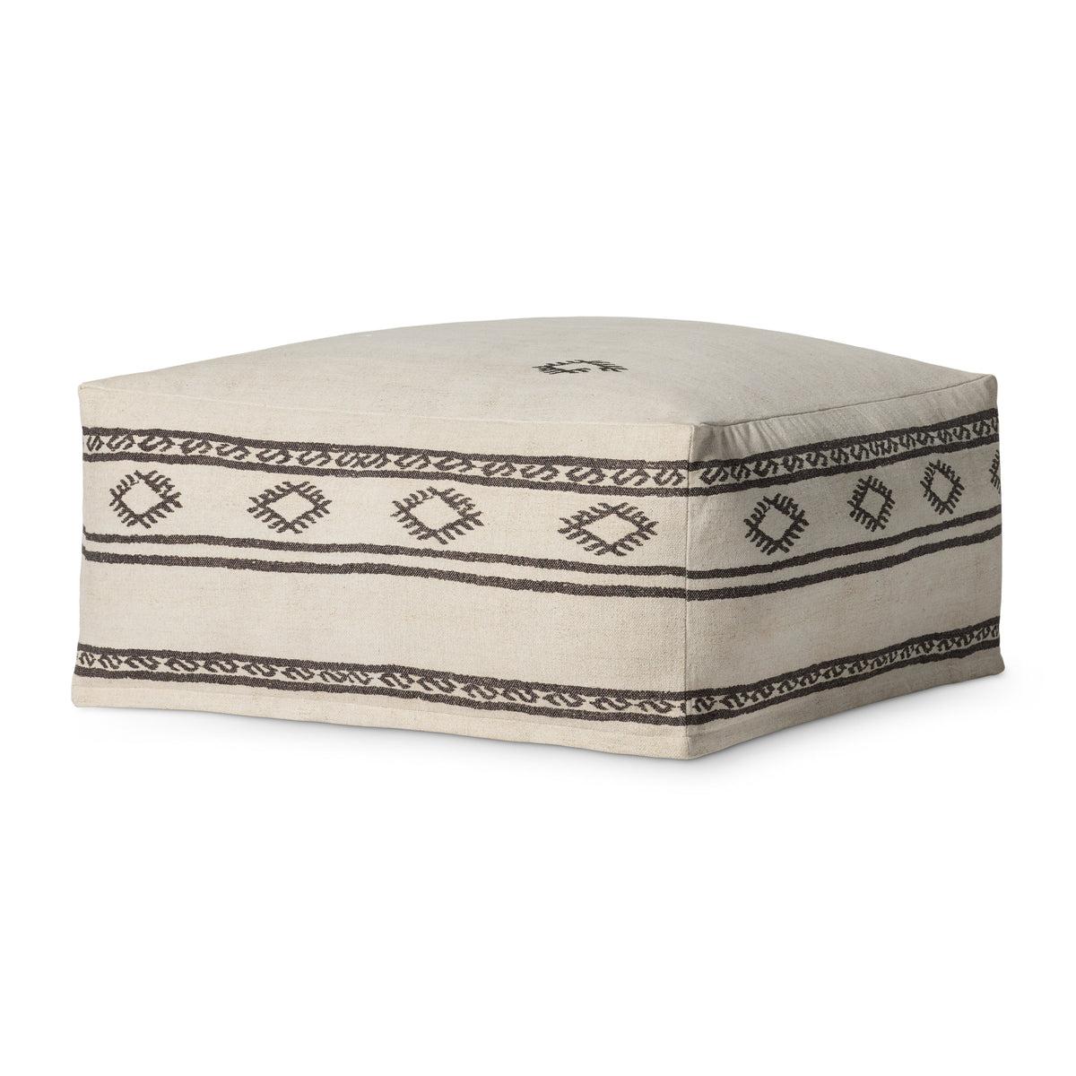 Loloi LPF0042 Ivory / Brown 36" x 36" x 17" Pouf