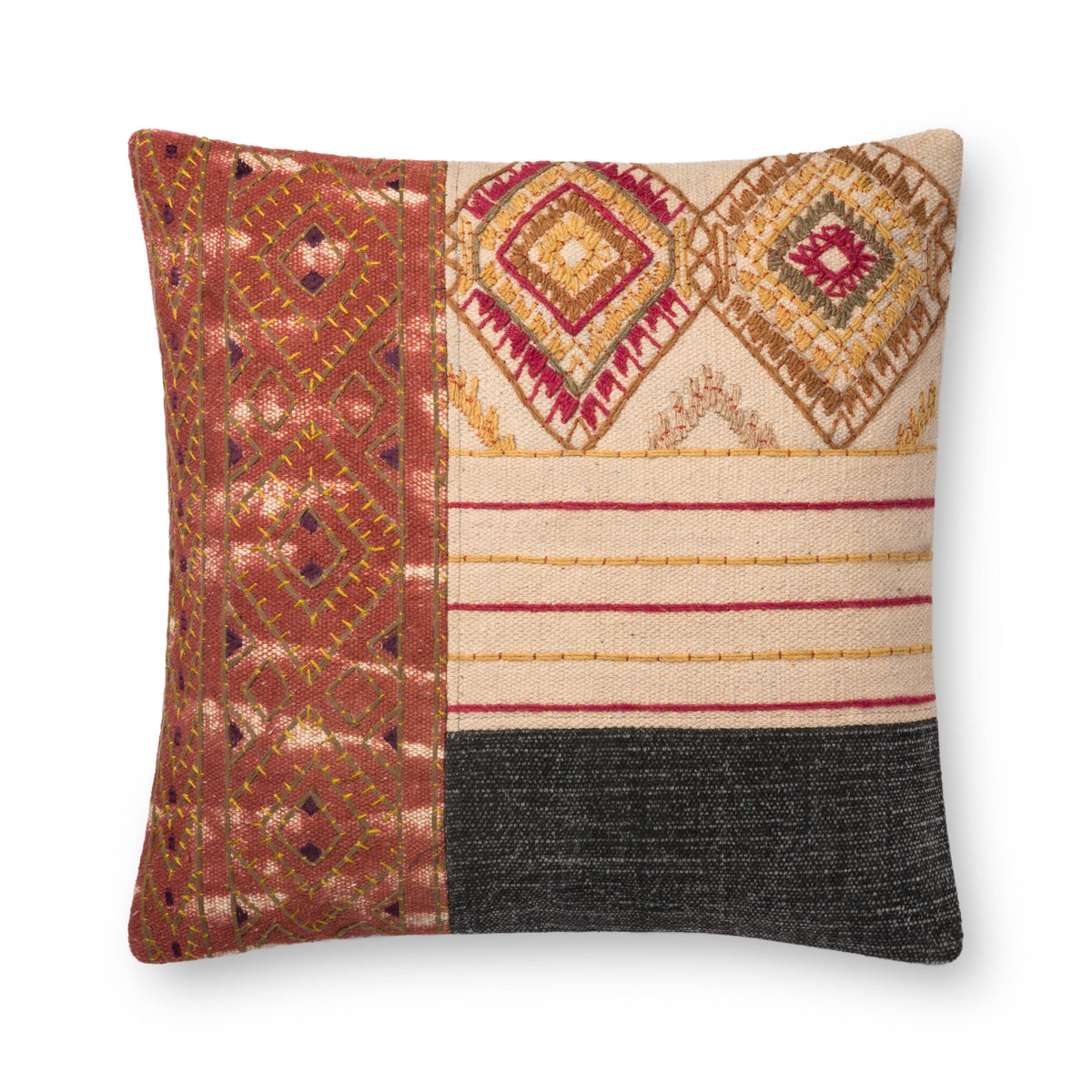 Loloi P0679 Rust / Grey 22" x 22" Pillow