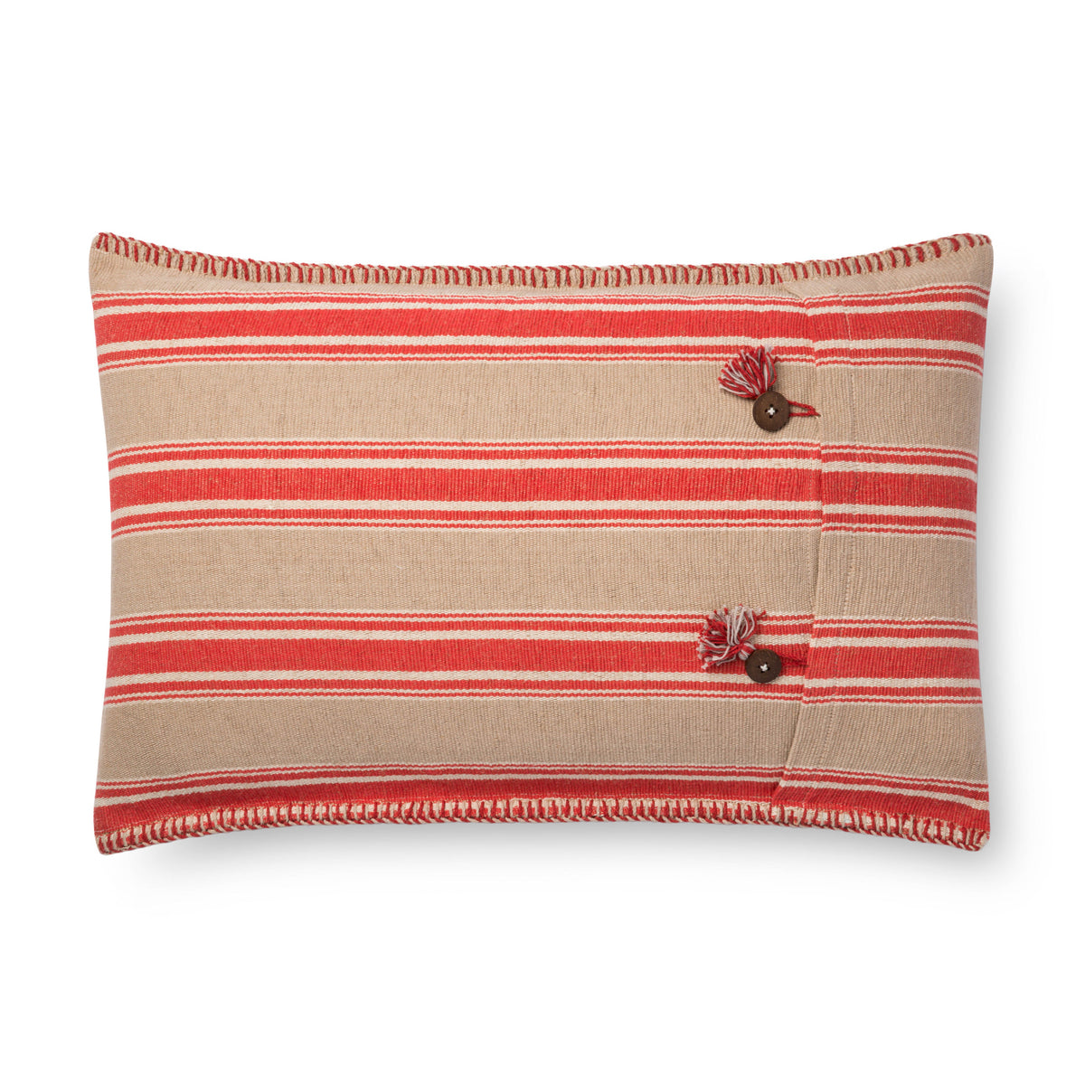 Loloi P0718 Red / Natural 16" x 26" Pillow