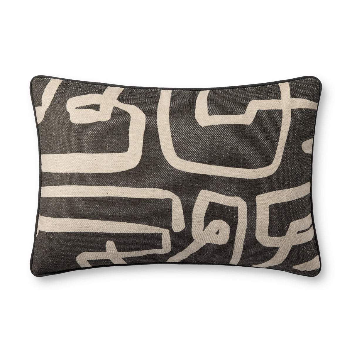Brigette Romanek PBR0010 Charcoal / Natural 16'' x 26'' Cover Only Pillow