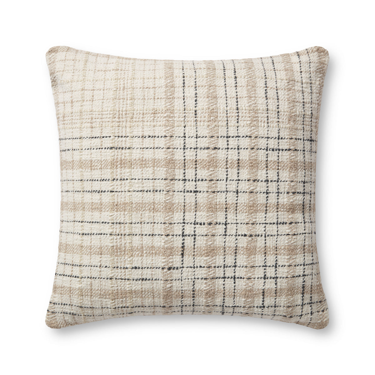 Chris Loves Julia x Loloi Cricket Beige / Black 22'' x 22'' Pillow